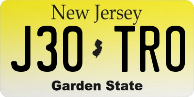 NJ license plate J30TRO