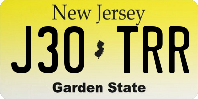NJ license plate J30TRR