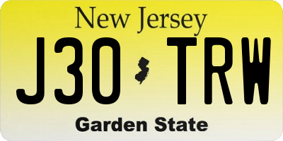 NJ license plate J30TRW