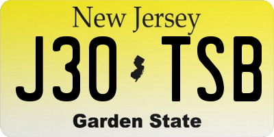 NJ license plate J30TSB
