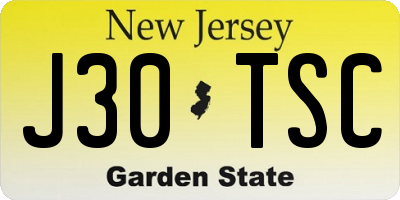 NJ license plate J30TSC