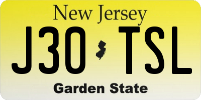 NJ license plate J30TSL