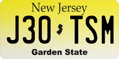 NJ license plate J30TSM