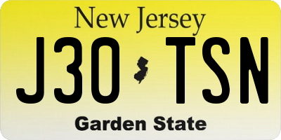 NJ license plate J30TSN