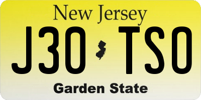 NJ license plate J30TSO