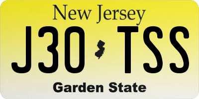 NJ license plate J30TSS