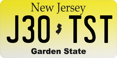 NJ license plate J30TST