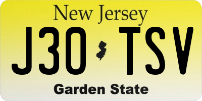 NJ license plate J30TSV
