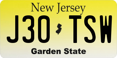 NJ license plate J30TSW
