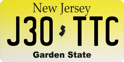 NJ license plate J30TTC