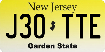 NJ license plate J30TTE