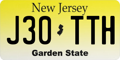 NJ license plate J30TTH