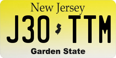 NJ license plate J30TTM