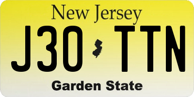 NJ license plate J30TTN