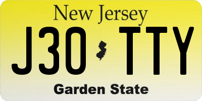 NJ license plate J30TTY