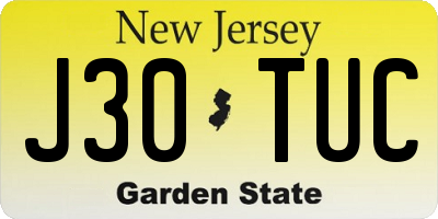 NJ license plate J30TUC
