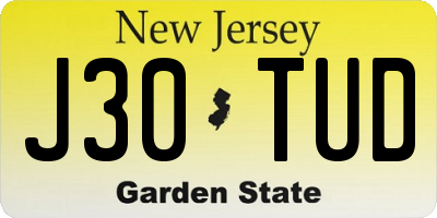 NJ license plate J30TUD