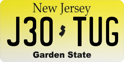 NJ license plate J30TUG