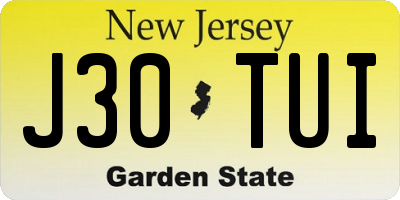 NJ license plate J30TUI