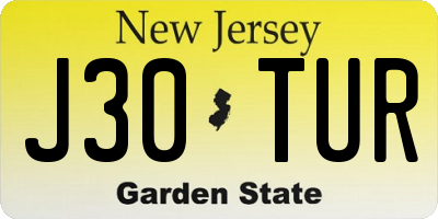 NJ license plate J30TUR