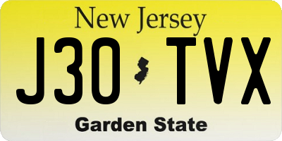 NJ license plate J30TVX