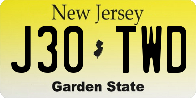NJ license plate J30TWD