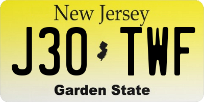 NJ license plate J30TWF