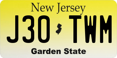 NJ license plate J30TWM
