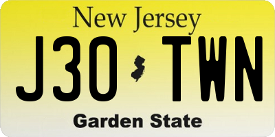 NJ license plate J30TWN