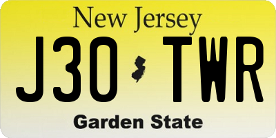 NJ license plate J30TWR