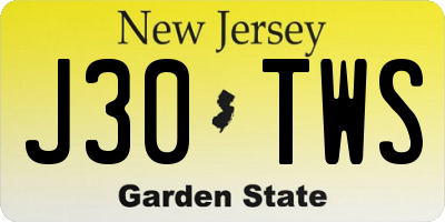 NJ license plate J30TWS