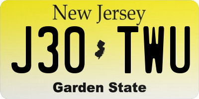 NJ license plate J30TWU