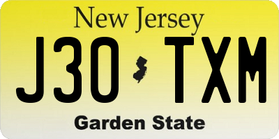 NJ license plate J30TXM