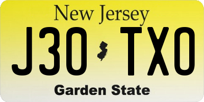 NJ license plate J30TXO