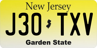 NJ license plate J30TXV