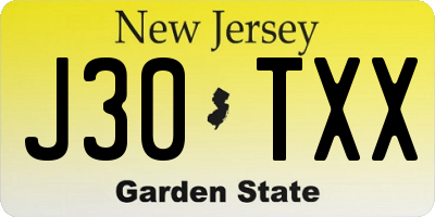 NJ license plate J30TXX