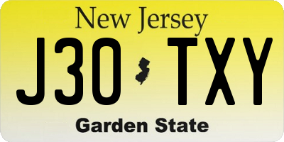 NJ license plate J30TXY