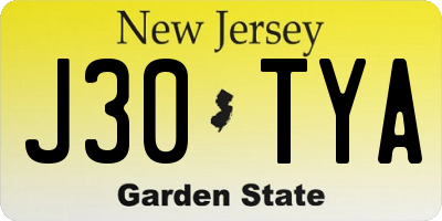 NJ license plate J30TYA