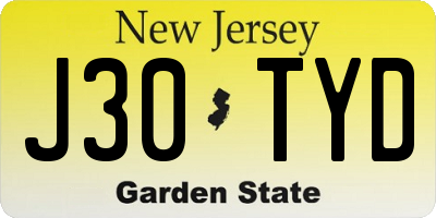 NJ license plate J30TYD