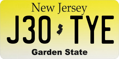 NJ license plate J30TYE