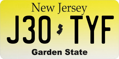 NJ license plate J30TYF