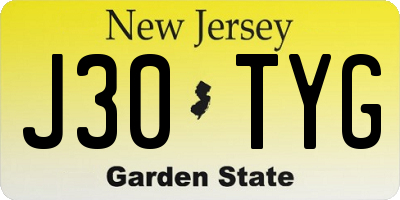 NJ license plate J30TYG
