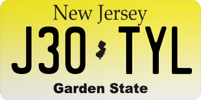 NJ license plate J30TYL