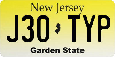 NJ license plate J30TYP