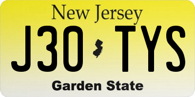 NJ license plate J30TYS