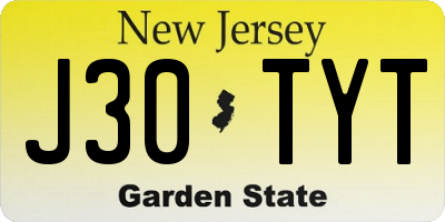 NJ license plate J30TYT