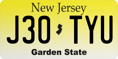 NJ license plate J30TYU