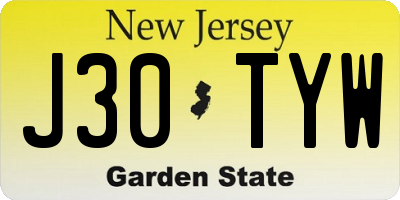NJ license plate J30TYW