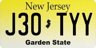 NJ license plate J30TYY
