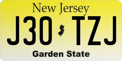 NJ license plate J30TZJ